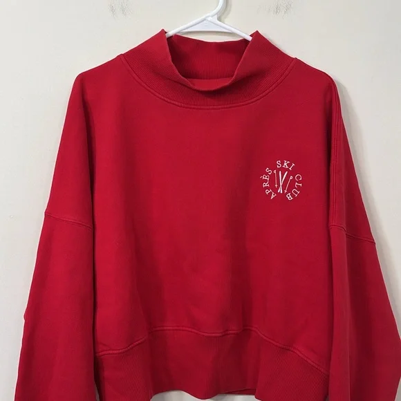 Wild Fable Apres Ski Mockneck Oversized Cropped Sweater Red Size XL NWT - Picture 3 of 8
